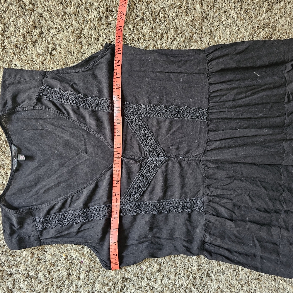 Victoria's Secret black laced cottagecore sexy 100% viscose mini dress suze M - Picture 8 of 10